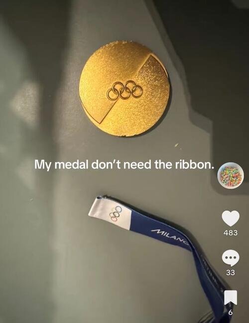 金メダルの破損をSNSで報告する米女子アリサ･リウ