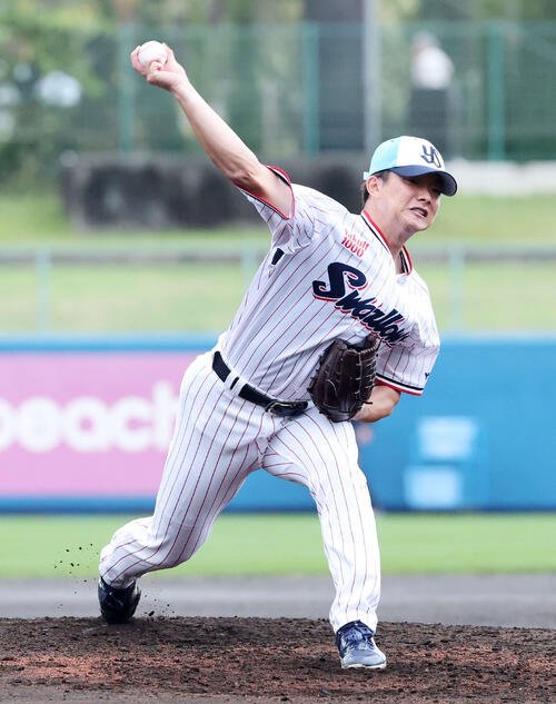 ライブBPに登板したヤクルト木沢(撮影･鈴木正人)　