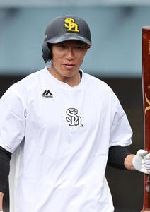 ランチ特打を終えた柳田(撮影･梅根麻紀)