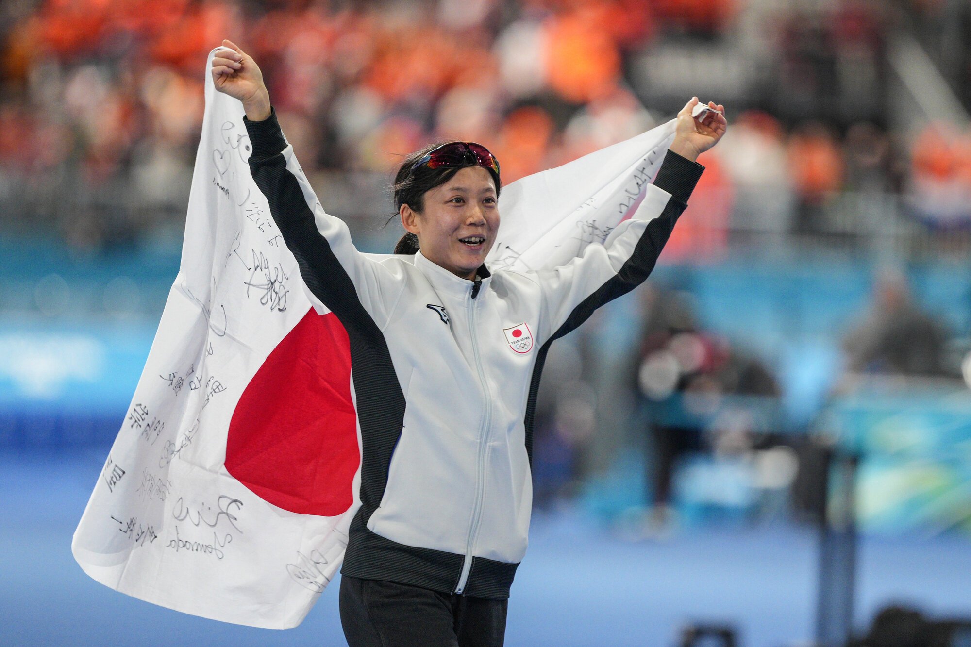 スピードスケート女子500メートルで3位となり銅メダルを獲得した高木美帆＝竹花徹朗撮影