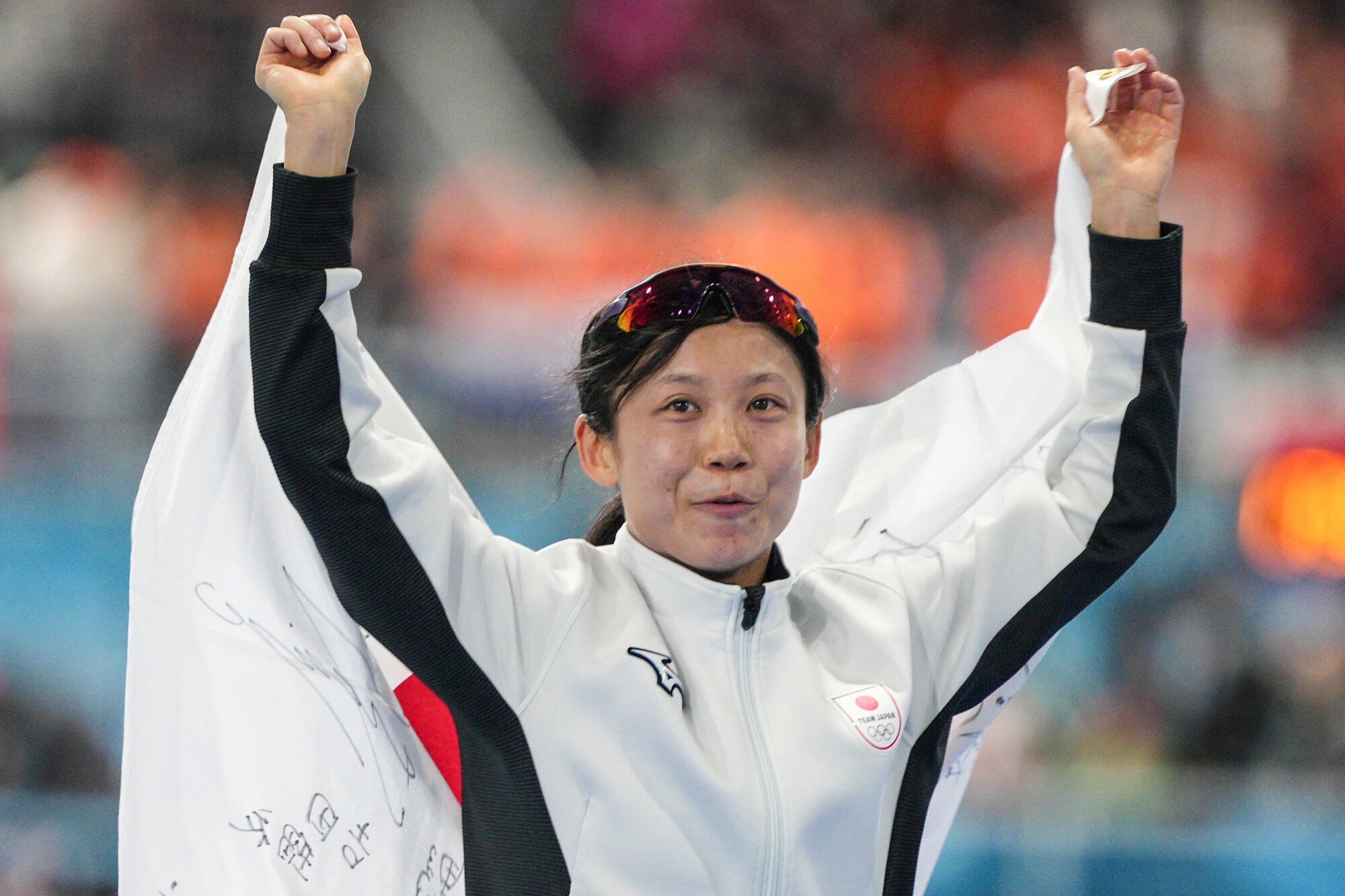 スピードスケート女子500メートルで3位となり銅メダルを獲得した高木美帆=竹花徹朗撮影