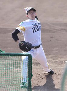 打撃投手として登板した大関(撮影･梅根麻紀)