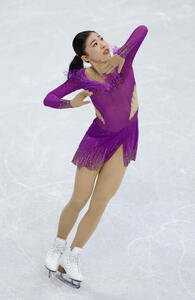 女子SPで演技する千葉百音(撮影･前田充)