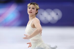フィギュアスケート女子SPで演技するアリサ･リュウ=西岡臣撮影