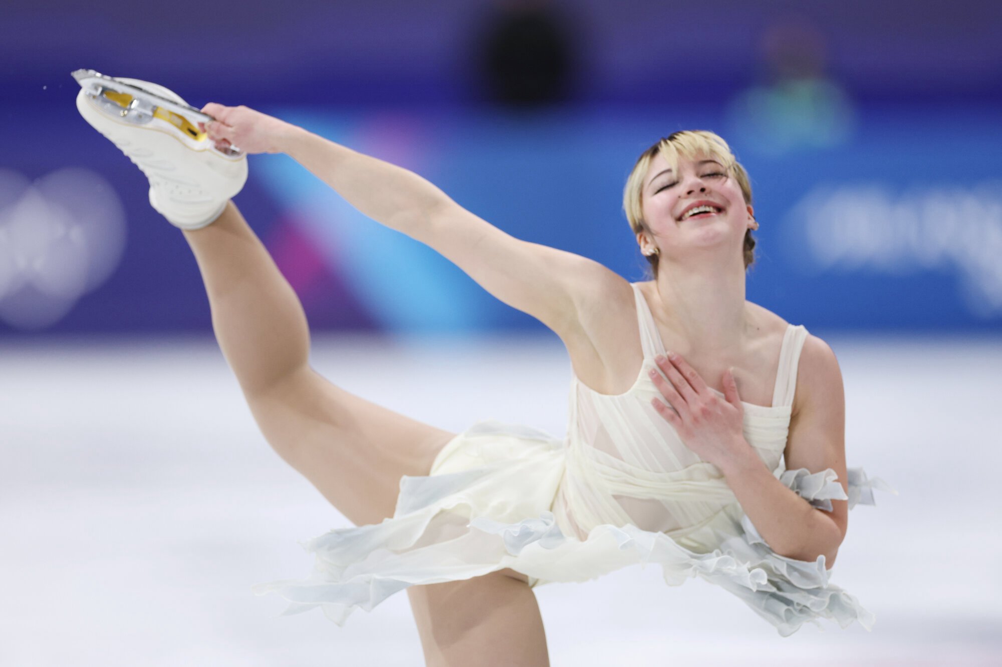 フィギュアスケート女子SPで演技するアリサ･リュウ=西岡臣撮影