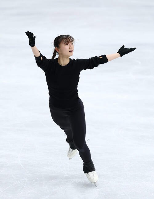 女子フリーに向け調整する坂本(撮影･前田充)