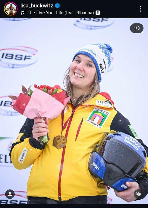 成人向けSNSを活用し、活動費用を捻出するリサ･ブクウィツ。18年平昌五輪と24年世界選手権で女子2人乗り金メダルを獲得(ブクウィツのインスタグラムから)