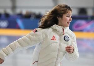 ミラノ･コルティナ五輪の練習用リンクで笑顔を見せるリュウ(撮影･藤塚大輔)