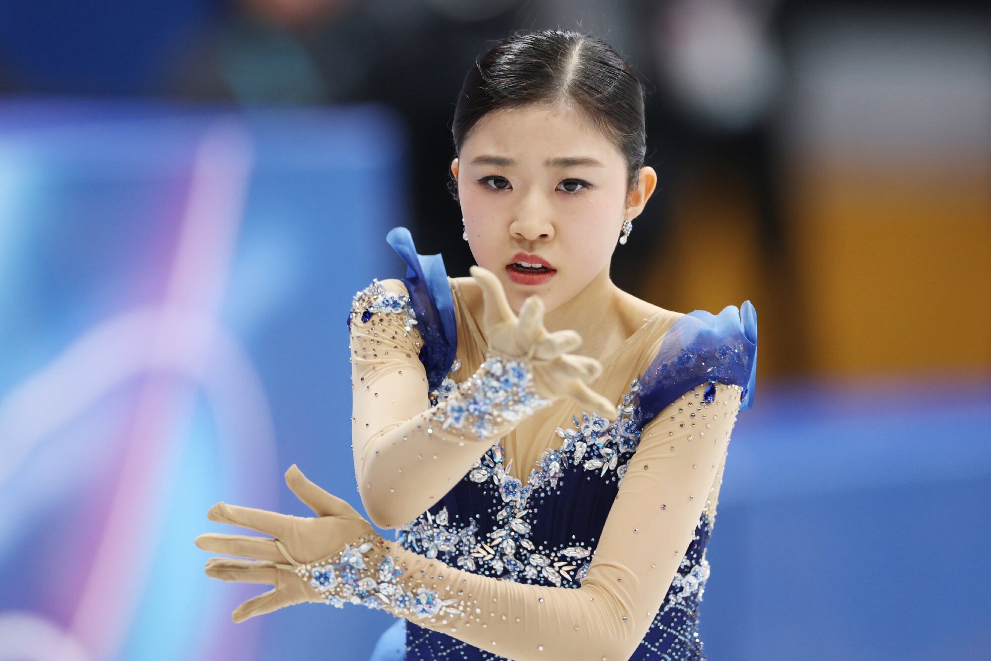 フィギュアスケート女子フリーで演技する千葉百音=西岡臣撮影