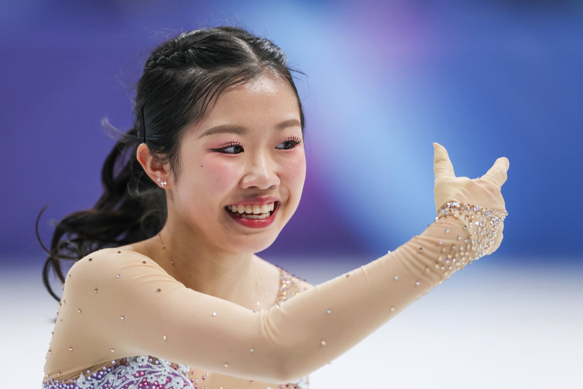 フィギュアスケート女子フリーで演技する中井亜美=西岡臣撮影