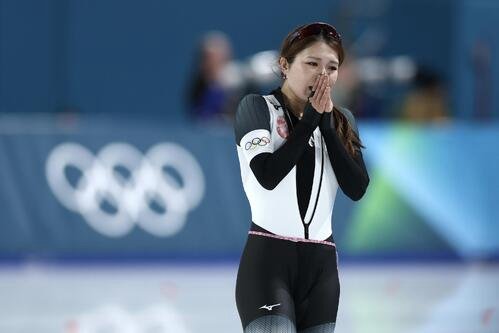 女子1500メートルの滑走を終えた佐藤(撮影･前田充)