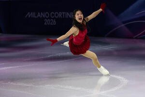 エキシビションで演技する中井(撮影･前田充)