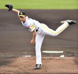 ソフトバンク対ヤマハ　ソフトバンク先発の大関(撮影･岩下翔太)