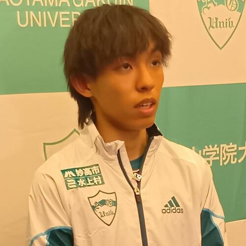 取材に応じた青学大の黒田朝日(撮影･泉光太郎)