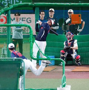 中日対日本　フリー打撃を行う大谷(撮影･垰建太)