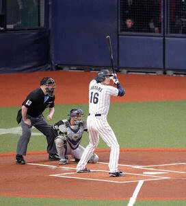 日本対オリックス　1回表、打席に入る大谷(撮影･河田真司)