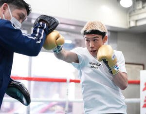 公開練習で汗を流す飯村(撮影･鈴木みどり)