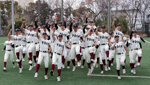 センバツ出場が決定し喜ぶ大阪桐蔭の選手たち(2026年1月撮影)