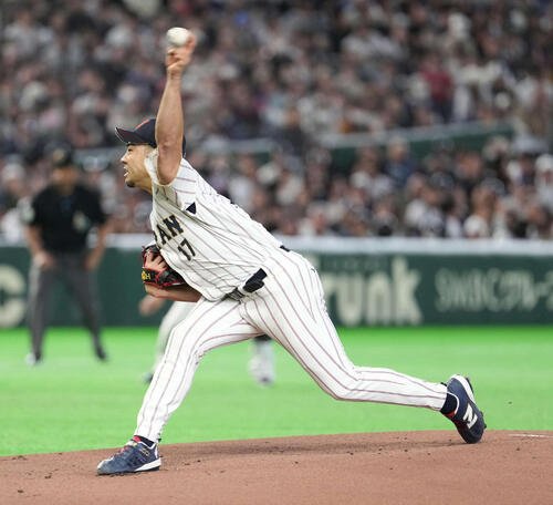 日本対韓国　日本先発の菊池(撮影･井上学)