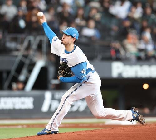 日本ハム対ロッテ　日本ハム先発の有原(撮影･黒川智章)