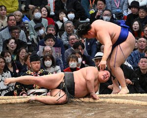 欧勝馬(奥)ははたき込みで伯乃富士を破る