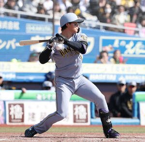 ロッテ対阪神　3回表阪神2死、四球を選ぶ森下(撮影･宮地輝)