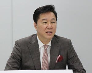 都内でSVリーグとの連携会議進捗報告会に出席したJVA川合俊一会長(撮影･勝部晃多)