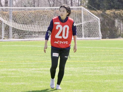 練習中の仙台MF篠田(撮影･高橋香奈)