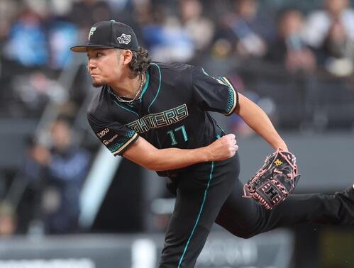 日本ハム対ヤクルト　日本ハム先発の伊藤(撮影･黒川智章)