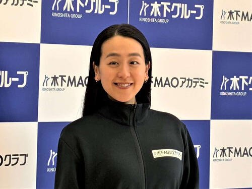 ｢木下MAOアカデミー発表会｣後に取材に応じた浅田真央さん