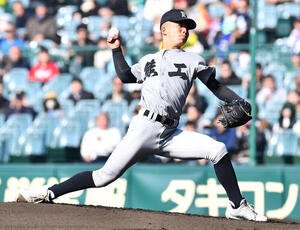 大阪桐蔭対熊本工　熊本工先発の堤(撮影･岩下翔太)