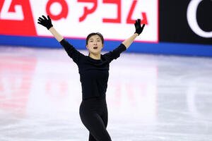 フィギュア世界選手権　公式練習で調整する坂本花織(撮影･PNP)