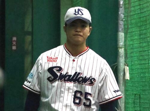 練習中のヤクルト鈴木叶(撮影･塚本光)
