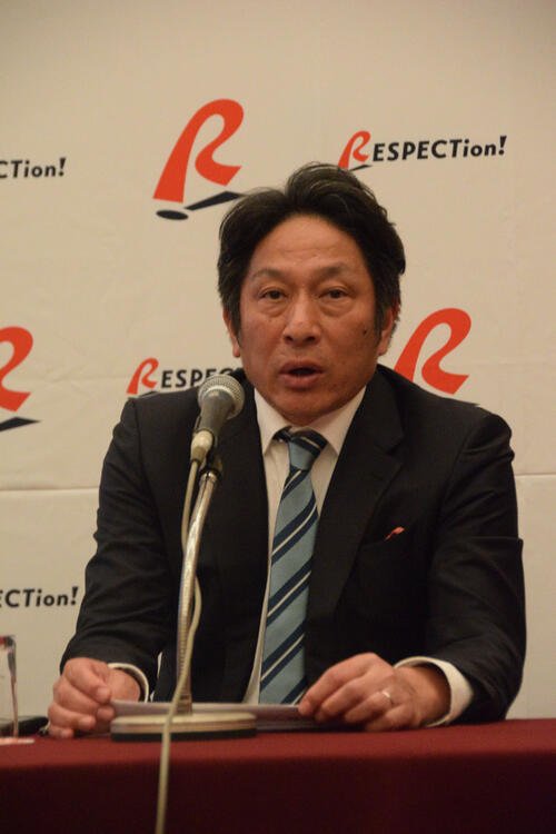 会見に出席した青学大の原監督(撮影･泉光太郎)