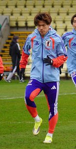 スコットランド戦に向けて調整した日本代表FW塩貝健人(撮影･佐藤成)