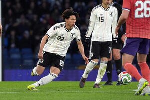 日本対スコットランド　後半、途中出場した塩貝(撮影･パオロ　ヌッチ)