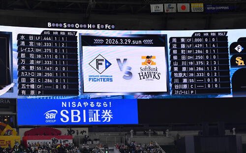 ソフトバンク対日本ハム3回戦の先発メンバー(撮影･岩下翔太)