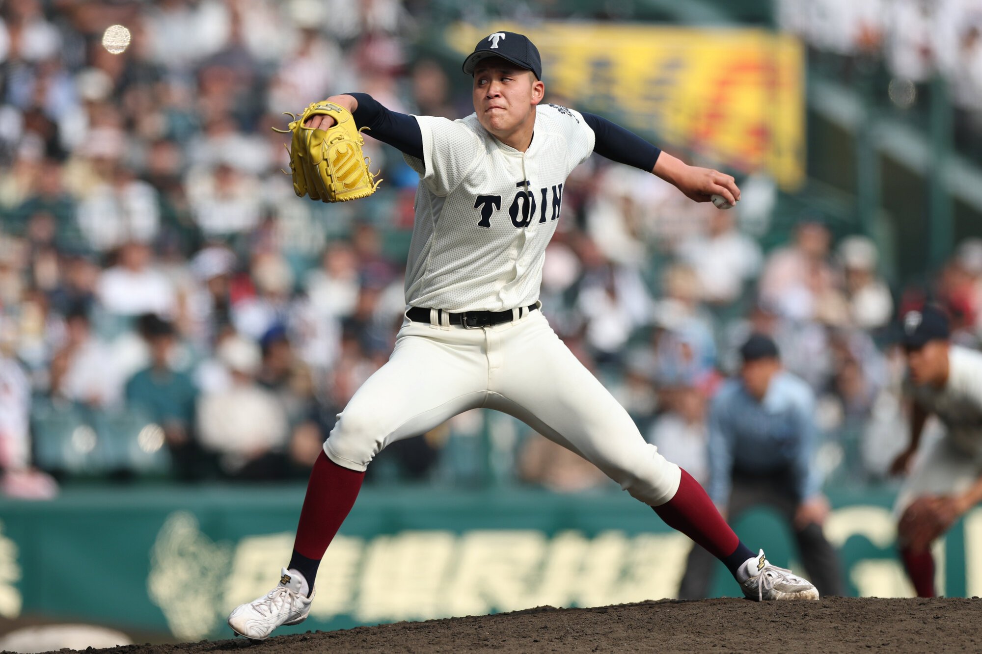 専大松戸―大阪桐蔭　八回表、力投する大阪桐蔭2番手の川本=米田怜央撮影