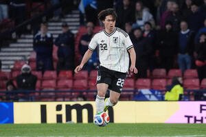 日本対スコットランド　後半、途中出場した塩貝(撮影･パオロ　ヌッチ)