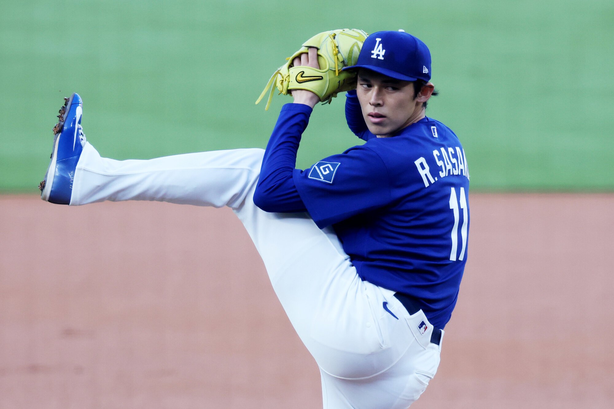 オープン戦で力投するドジャースの佐々木朗希