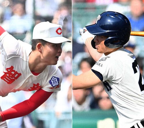 智弁学園･杉本真滉(左)と大阪桐蔭･谷渕瑛仁