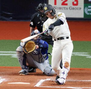 阪神対DeNA 6回裏阪神2死、森下は左越えソロ本塁打を放つ(撮影･加藤哉)