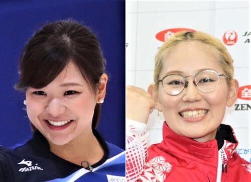 ロコ･ソラーレを退団した吉田知那美(左)と6月の日本選手権に出場する小穴桃里