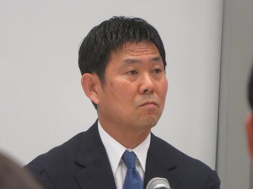｢サッカー外交推進議員連盟｣｢障がい者サッカーを応援する国会議員連盟｣合同総会に出席した日本代表の森保一監督(撮影･佐藤成)