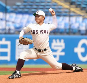 東大対早大　先発した早大･香西(撮影･柴田隆二)