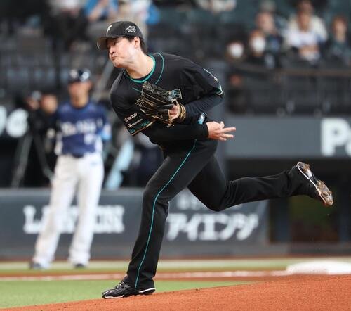 日本ハム対西武　日本ハム先発の有原(撮影･黒川智章)