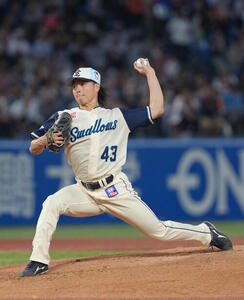 ヤクルト対巨人　ヤクルト先発の増居(撮影･足立雅史)