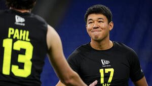 2月のNFLコンバインに参加した際の松澤寛政(NFL Football Operations公式Xから)
