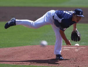 楽天対西武　力投する西武先発平良海馬(撮影･水谷安孝)