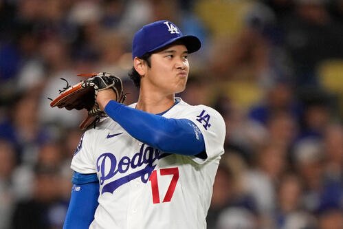 マーリンズ戦に先発登板したドジャース大谷翔平(AP)